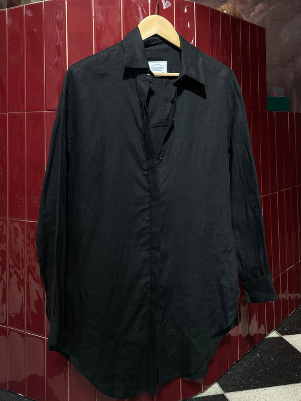 Camisa de lino boyfriend - Negro